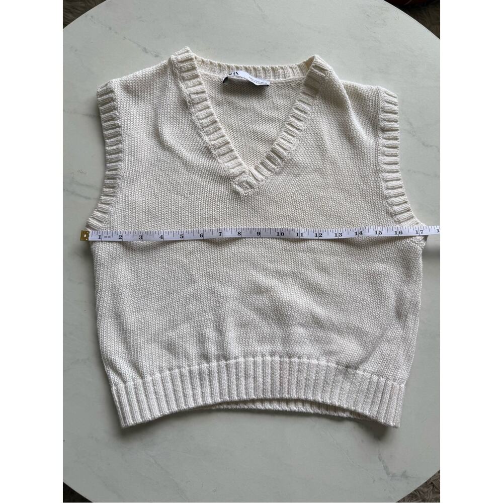 Zara White Cropped Knit Sweater Vest Size S - Picture 6 of 8